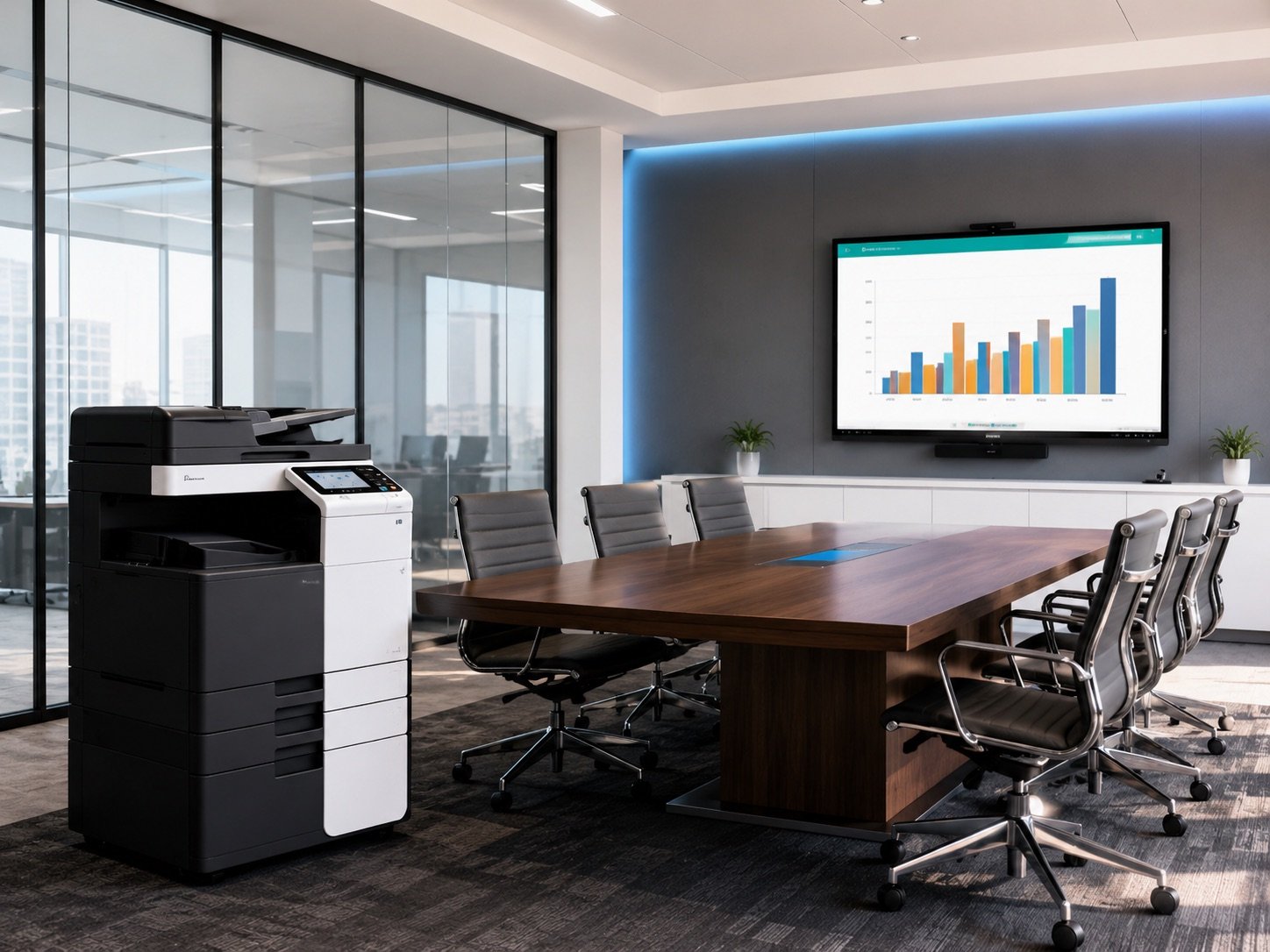 Konica Minolta multifunction printer in a modern office